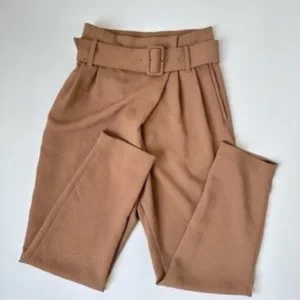 Aritizia Wilfred camel tan Messaux crossover belted trouser pants - XS - Picture 5 of 7